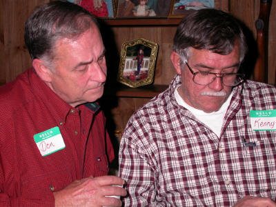 "Who are these people?" Don Thompson and Kenny Burton mull over a 1965 Mastiff to refresh their recollections.