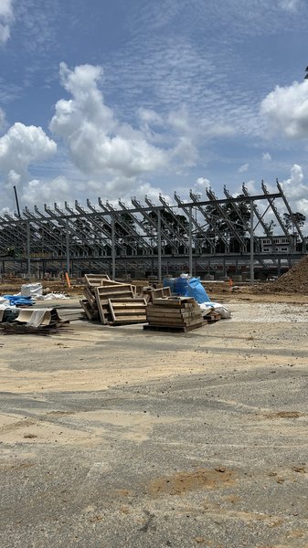 Construction begins on home side bleachers (west stands).
